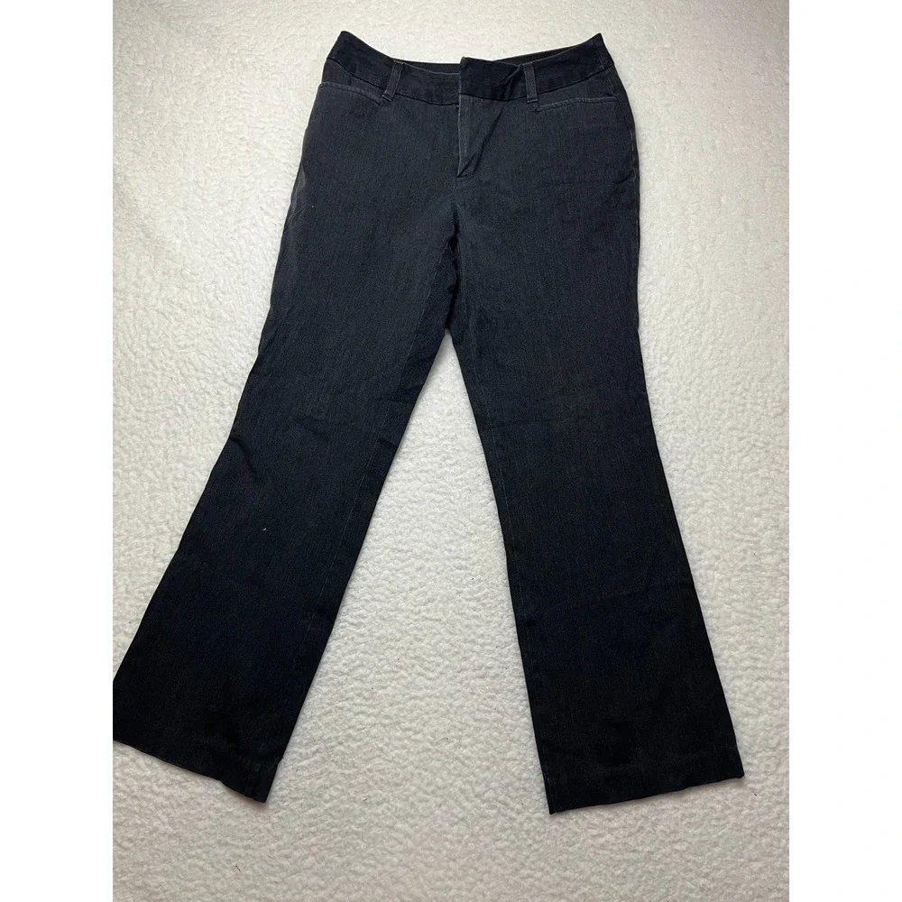 St Johns‎ Bay Pants Womens 8P Black Petite Stretch Denim Trouser Straight Leg